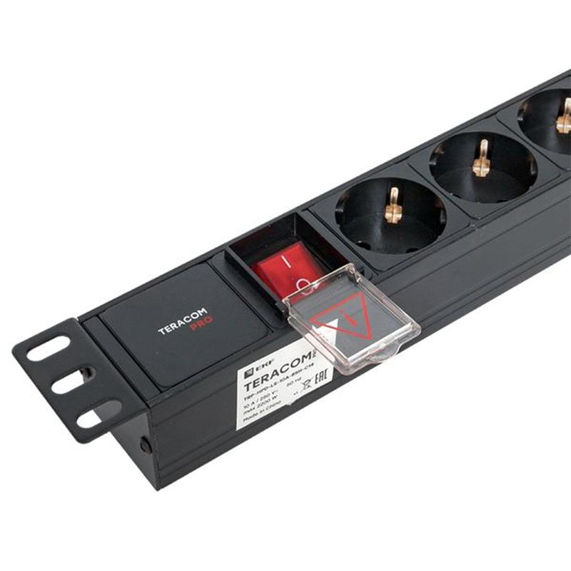 Блок розеток PDU TERACOM PRO 19" 1U 10А/250В 8 розеток Schuko с выключателем разъем C14 | TRP-HPD-LS-10A-8SH-C14 | EKF — миниатюра 18