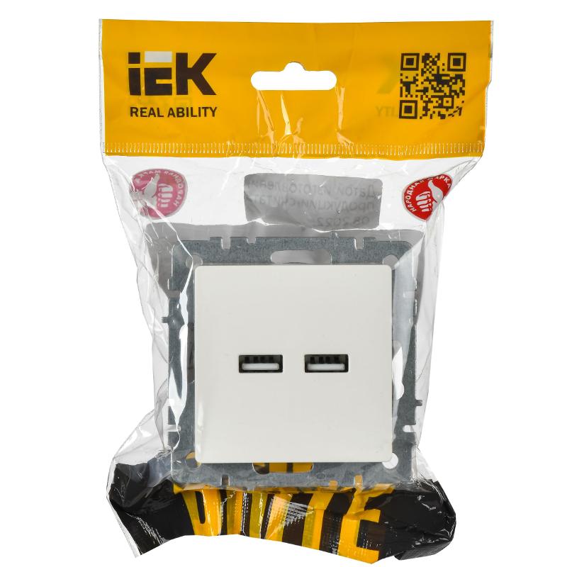 BRITE Розетка USB A+A 3,1А РЮ10-1-БрБ белый | BR-U21-D31-K01 | IEK — миниатюра 2