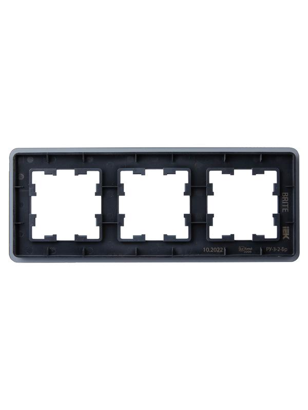 BRITE Рамка 3-ая РУ-3-2-Бр стекло графит RE | BR-M32-G-41-K53 | IEK — миниатюра 3