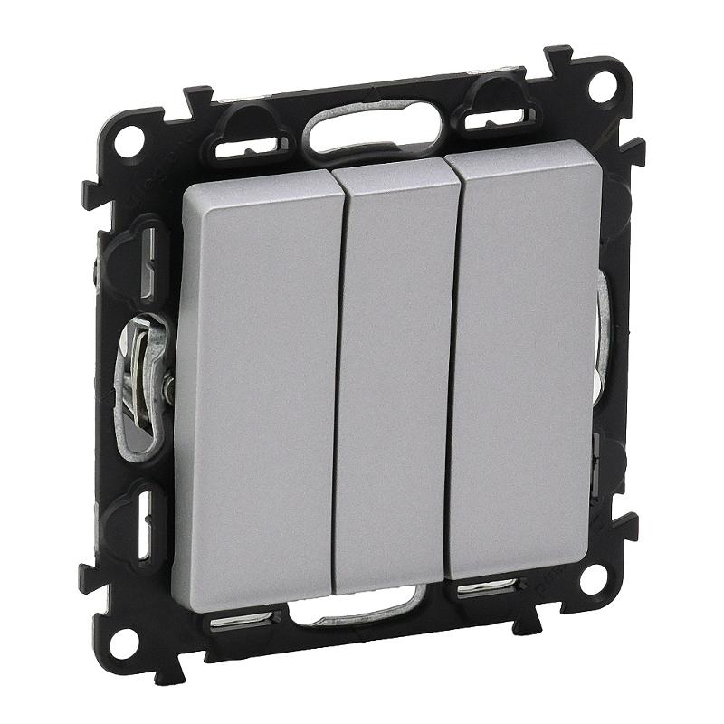 Valena LIFE DIY Алюминий Выключатель 3-клавишный 10А 250В | 752603 | Legrand — Legrand