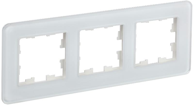 BRITE Рамка 3-ая РУ-3-2-Бр стекло белый RE | BR-M32-G-41-K01 | IEK — миниатюра 1