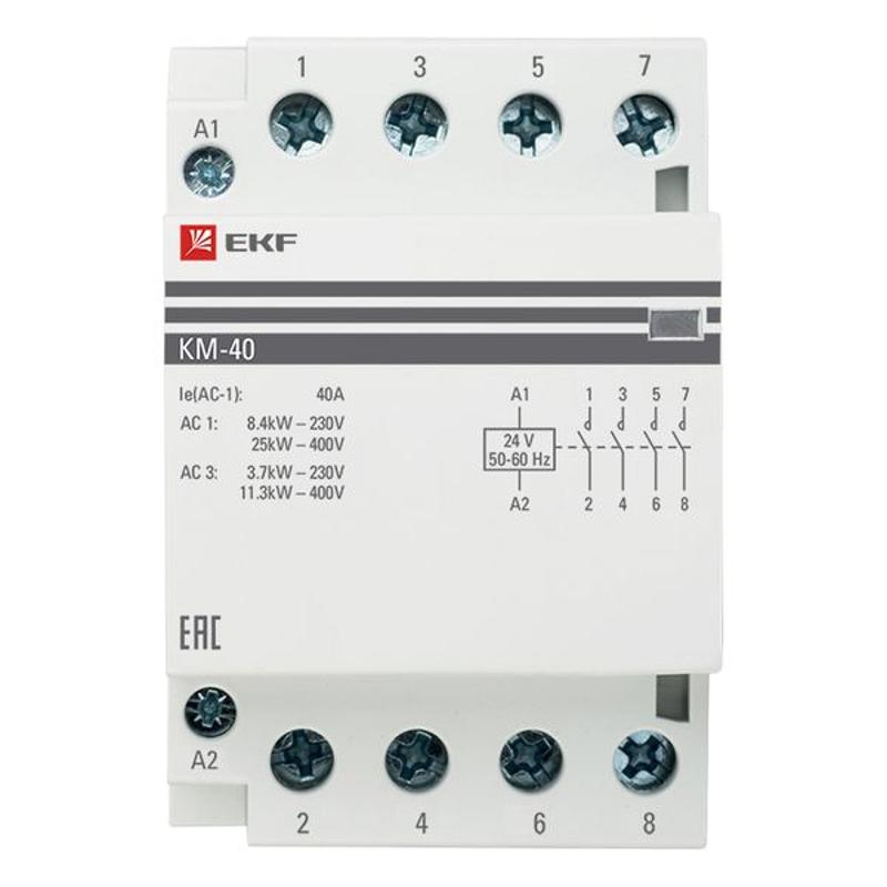 Контактор модульный КМ 40А 4NО (3 мод.) 24В АС EKF PROxima | km-3-40-40-24v | EKF — миниатюра 3