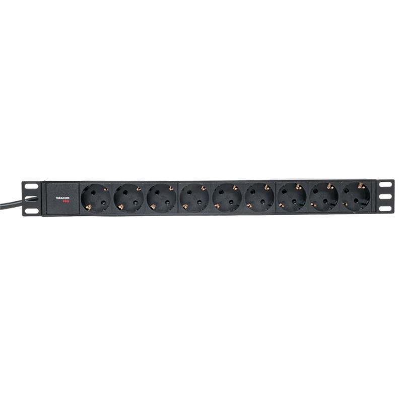 Блок розеток PDU TERACOM PRO 19" 1U 16А/250В 9 розеток Schuko 2 метра 3x1,5 мм2 Schuko | TRP-HPD-PL-16A-9SH-2MSH | EKF — миниатюра 4