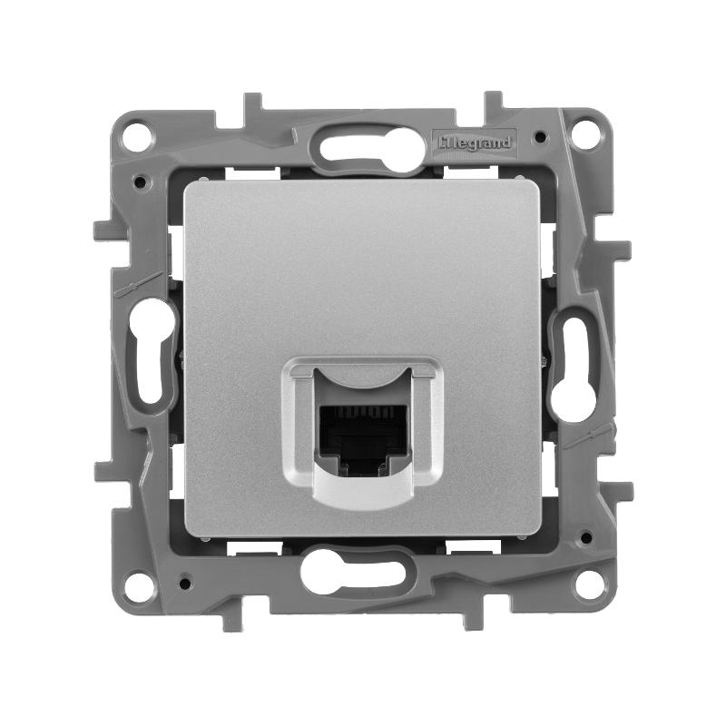 Etika Алюминий Розетка компьютерная RJ45, категория 5е UTP | 672441 | Legrand; замена на арт. ИЭК 6724411 — Legrand