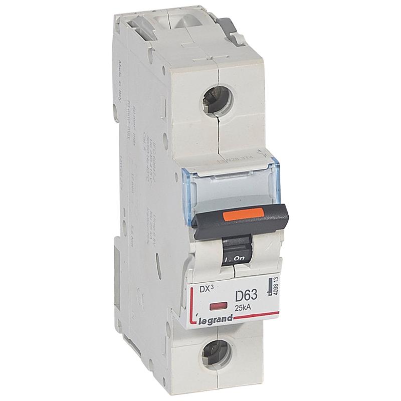 Выключатель автоматический  однополюсный DX3 63А D 25кА (1,5 мод) | 409813 | Legrand — Legrand