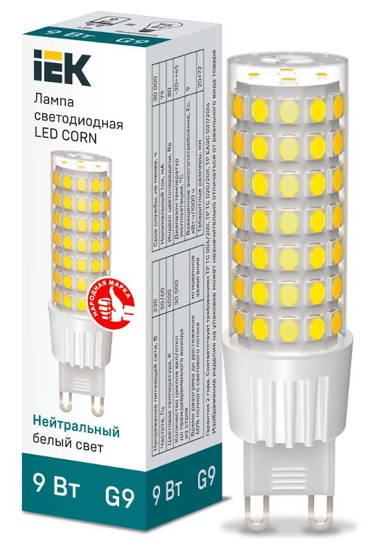 Лампа светодиодная CORN капсула 9Вт 230В 4000К керамика G9 IEK | LLE-CORN-9-230-40-G9 | IEK — IEK (ИЭК)
