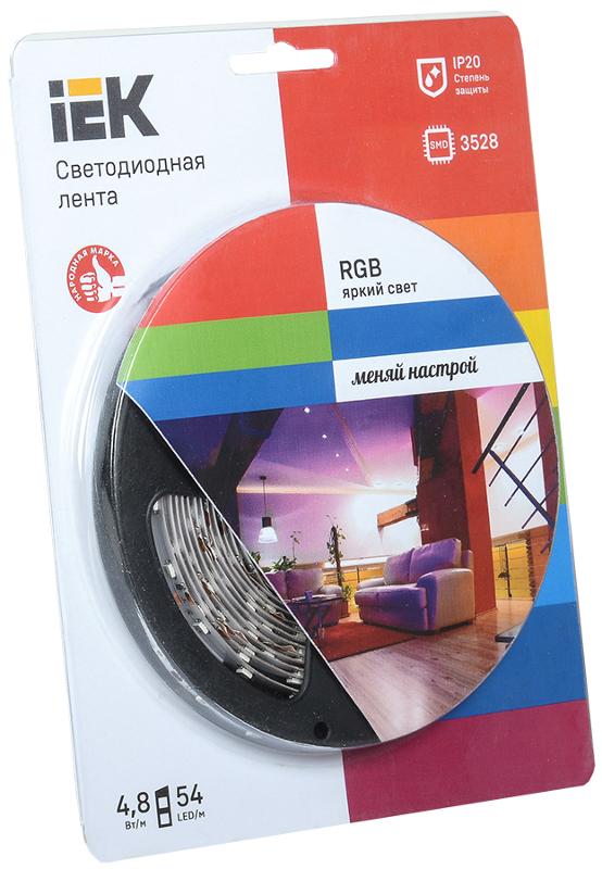 Лента светодиодная 5м блистер LSR-3528RGB54-4.8-IP20-12V -eco | LSR1-3-054-20-1-05 | IEK — IEK (ИЭК)