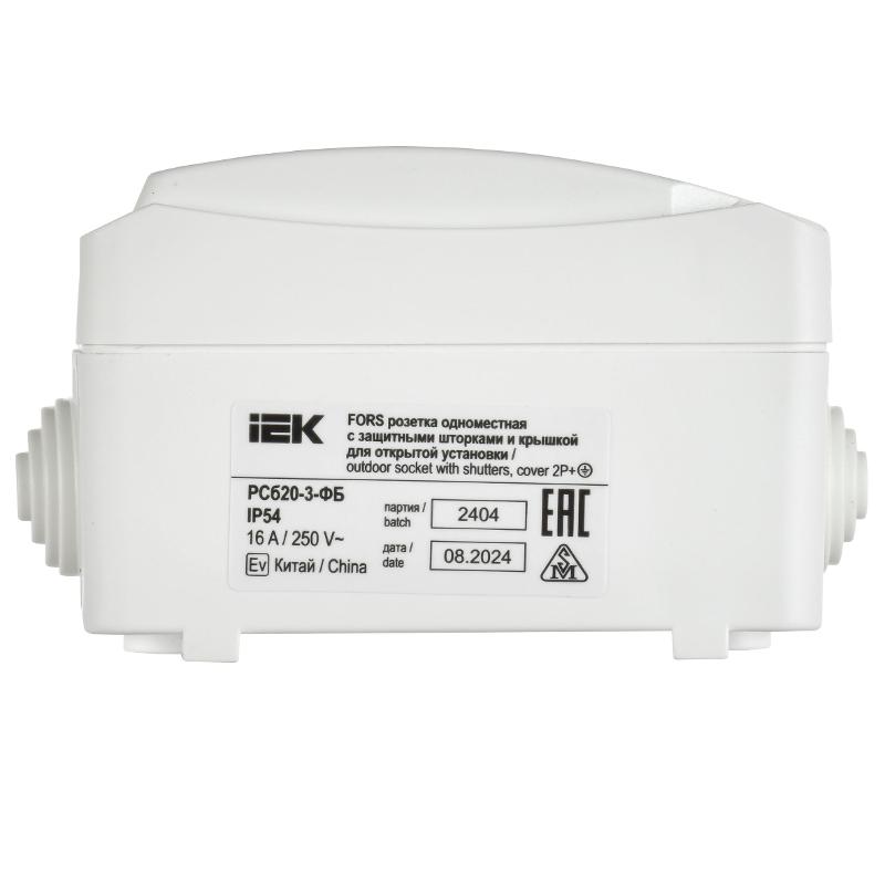 FORS Розетка с з/к/ш О/У 16А IP54 РСб20-3-ФБ Белый | ERS12-K01-16-54-DC | IEK — миниатюра 4
