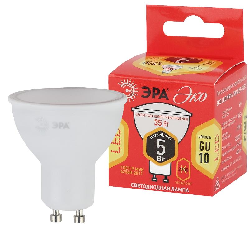 Лампа светодиодная RED LINE ECO LED MR16-5W-827-GU10 | Б0019062 | ЭРА — миниатюра 1