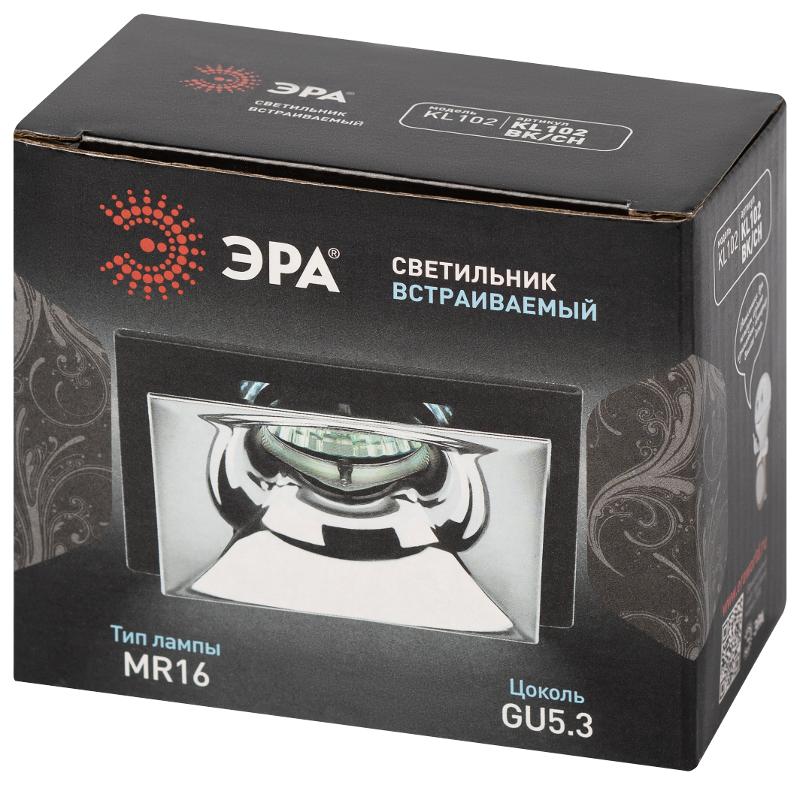 Cветильник встраиваемый декоративный KL102 BK/CH MR16 GU5.3 черный хром | Б0056356 | ЭРА — миниатюра 2
