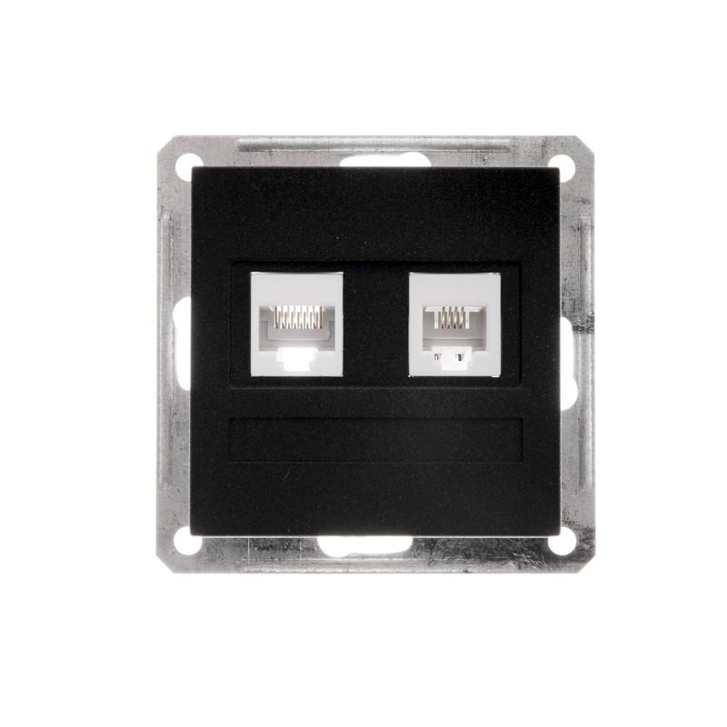 W59 Черный бархат Розетка 2-ая ТЛФ + компьютерная 5е (RJ11+RJ45) | RSI-251TK5E-6-86 | SE — Systeme Electric