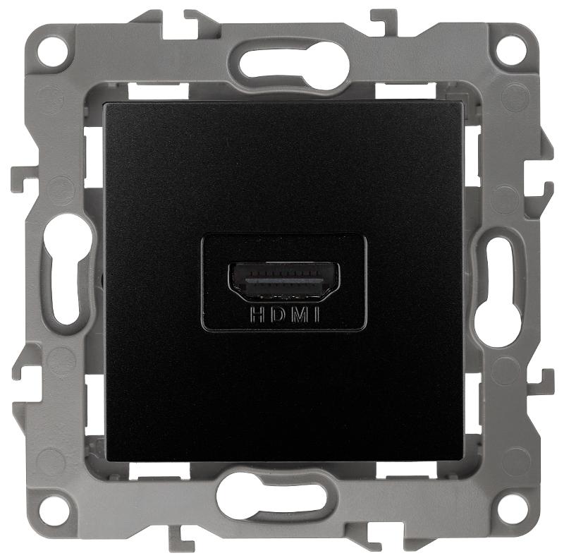 Розетка HDMI 12-3114-05  ,  антрацит  |Б0027485 | ЭРА — миниатюра 1