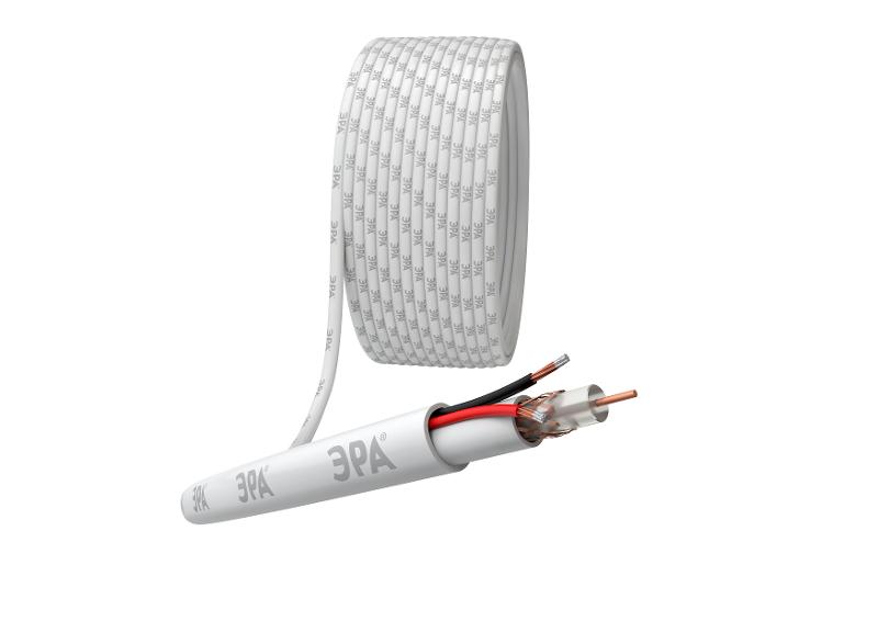 Кабель для аналогового видеонаблюдения Simple KL-0.5-PVC КВК-В-2 +2x0,5 мм², бухта 200 метров, белый | Б0052736 | ЭРА — миниатюра 1
