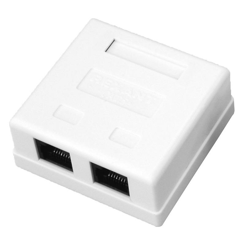 Розетка компьютерная 2-порта RJ-45(8P8C), категория 5е, внешняя | 03-0151 | REXANT — REXANT