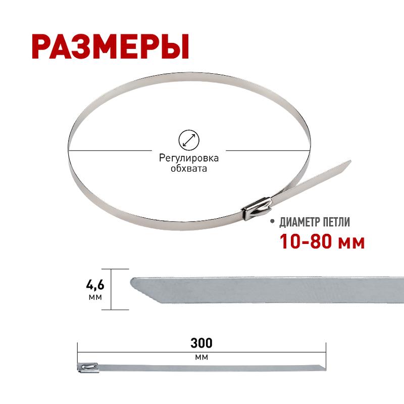 Кабельная стяжка (хомут) стальная AISI 304 ЭРА NO-225-249 4.6 x 300 мм 10 шт | Б0066309 | ЭРА — миниатюра 3