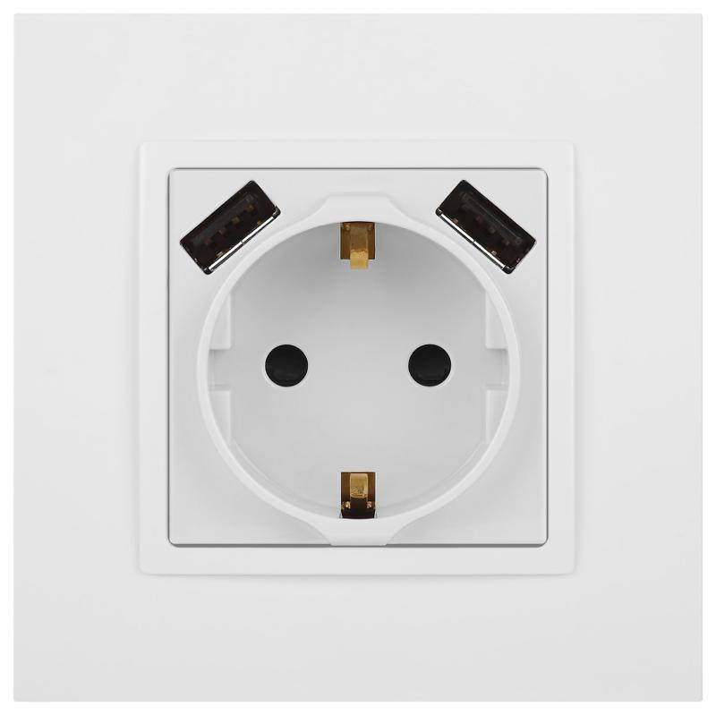 Розетка Elegance 14-4109-01М 2P+E 16A-250В, штор. с 2xUSB 5В-3А, белый матовый | Б0065773 | ЭРА — миниатюра 5