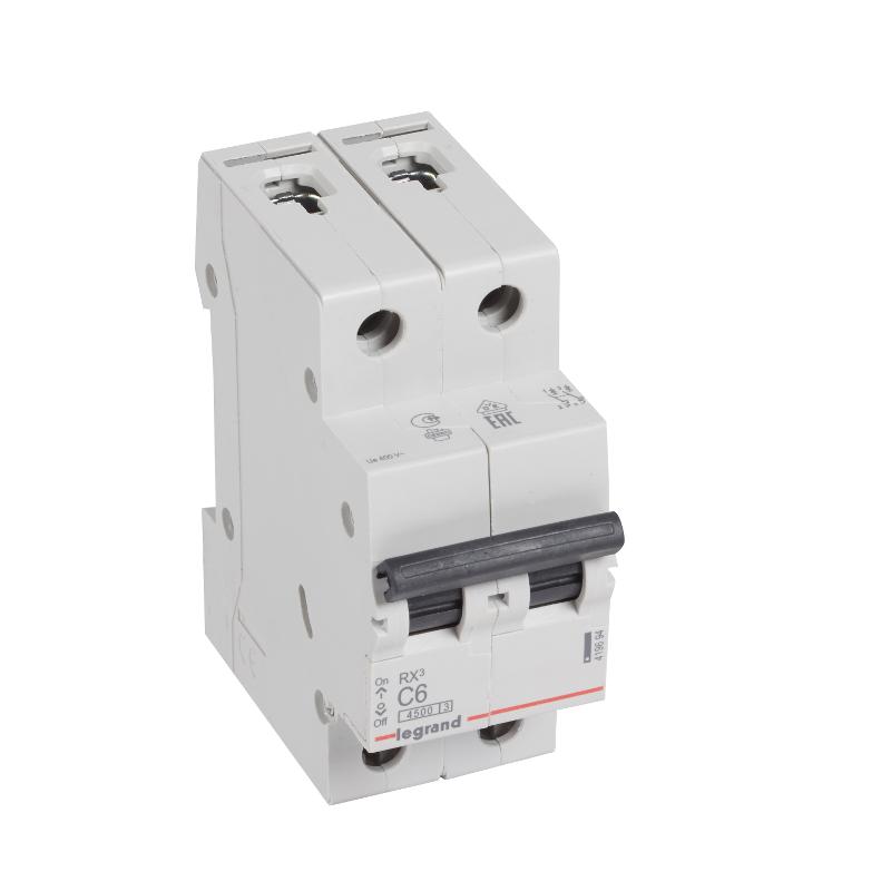 Выключатель автоматический двухполюсный RX3 4500 6А C 4,5кА | 419694 | Legrand — Legrand