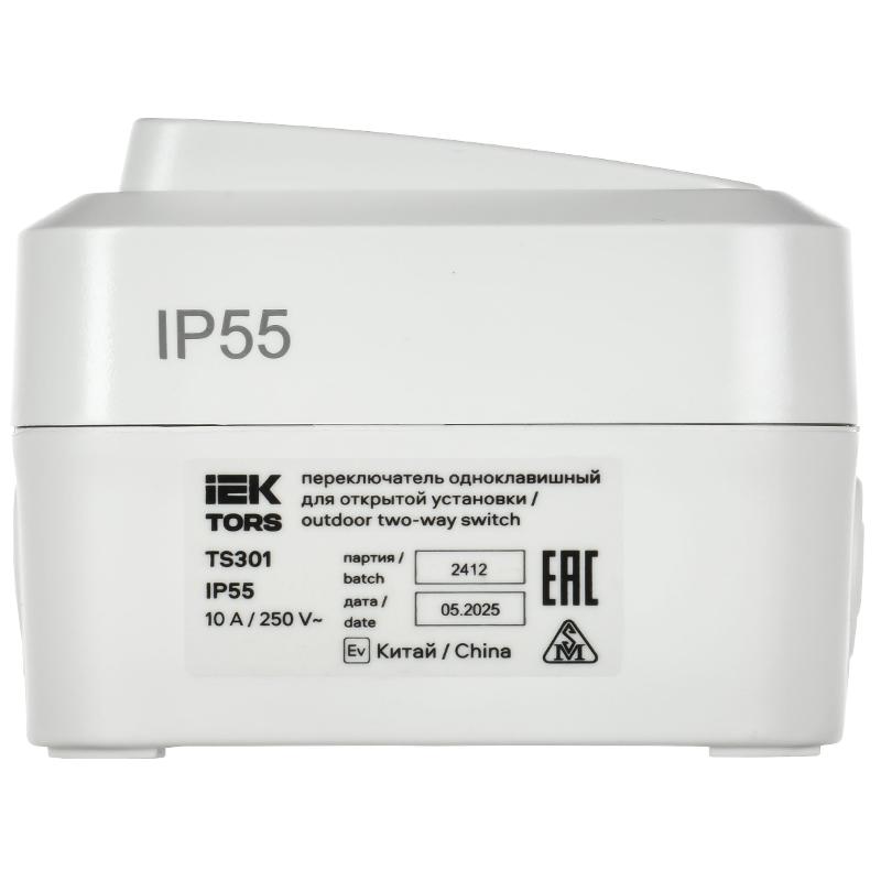 TORS Переключатель однокл. 10А IP55 TS301 белый | TS-V10-0-10-55-K01 | IEK — миниатюра 4