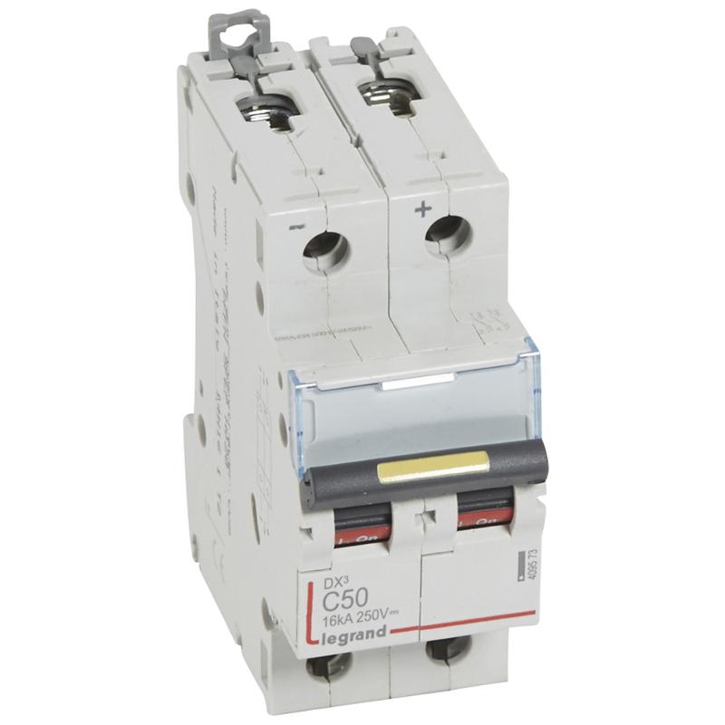 Выключатель автоматический двухполюсный DX3 DC 10000 50А C 16кА | 409573 | Legrand — Legrand