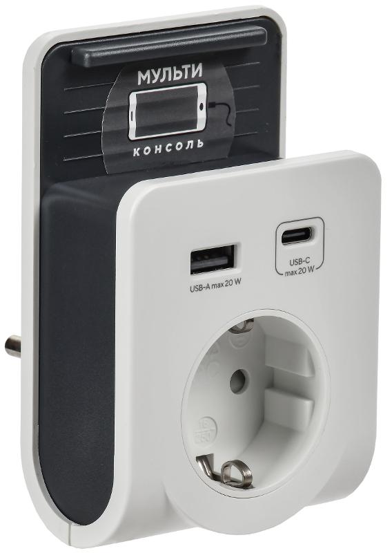 Адаптер Т-03/01 1 место 2P+PE 16А 2хUSB A+C 20Вт бел. | WTP11-16-01-1A1C-ZU-K01 | IEK — IEK (ИЭК)