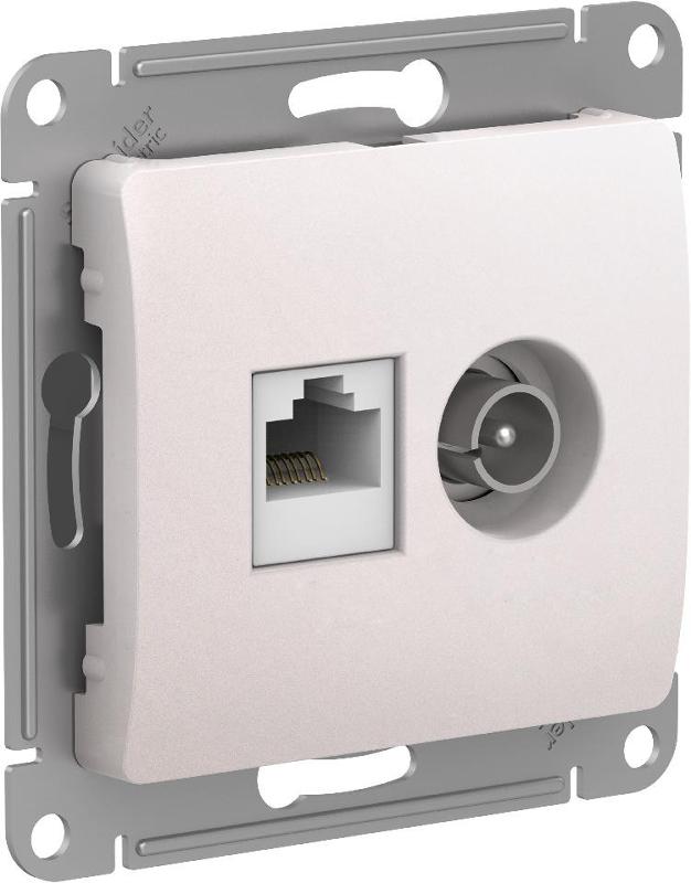 Glossa Перламутр Розетка 2-ая TV + компьютерная RJ45, кат. 5Е, механизм | GSL000689 | SE — Systeme Electric