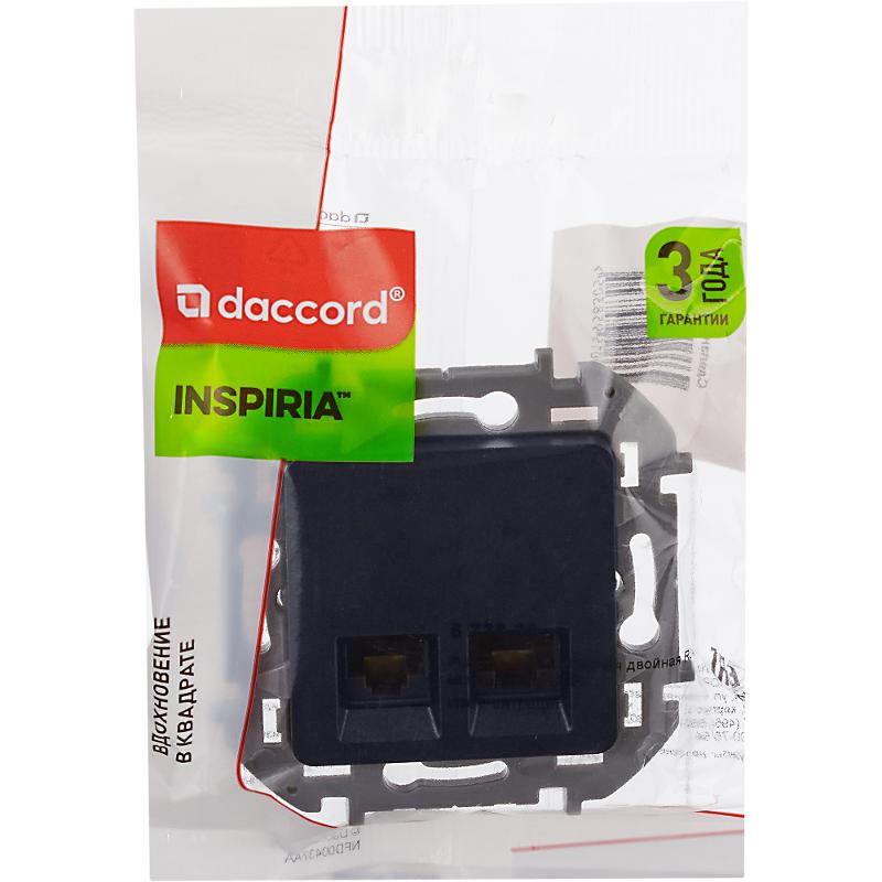 Inspiria Антрацит Розетка 2-ая компьютерная RJ45 С/У категория 5e UTP — миниатюра 6