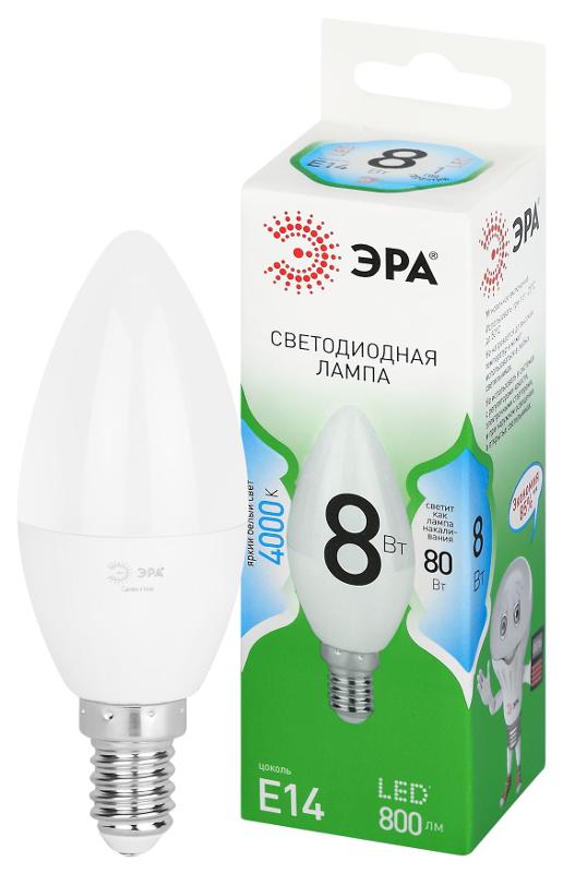 Лампа светодиодная  GREEN LINE LED B35-8W-840-E14 GL E14 8 Вт свеча яркий белый свет | Б0067100 | ЭРА — ЭРА (Энергия света)