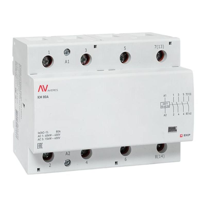 Контактор модульный КМ 80А 4NO 230VAC (6 мод.) AVERES | km-av-6-80-40-230V | EKF — EKF