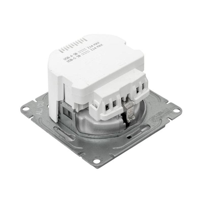Механизм розетки с USB-A+С - 2шт, 16А, с заземлением, со шторками, белый Эпика | UP1-SOW-111-USBA+USBC | EKF — миниатюра 12