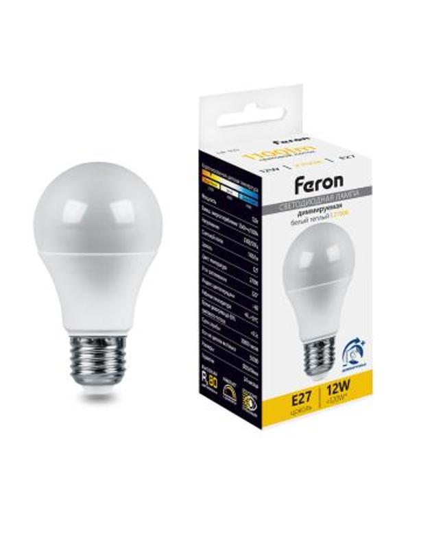Лампа светодиодная диммируемая, (12W) 230V E27 2700K A60, LB-931 | 51052 | FERON — фото 1 | Sento