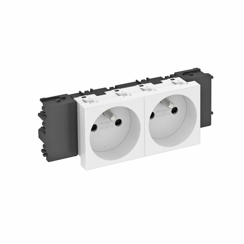 Розетка двойная 0° Modul45connect франц. стандарт, 250 В, 16A (белый) (STD-F0C RW2) | 6120552 | OBO Bettermann — OBO Bettermann