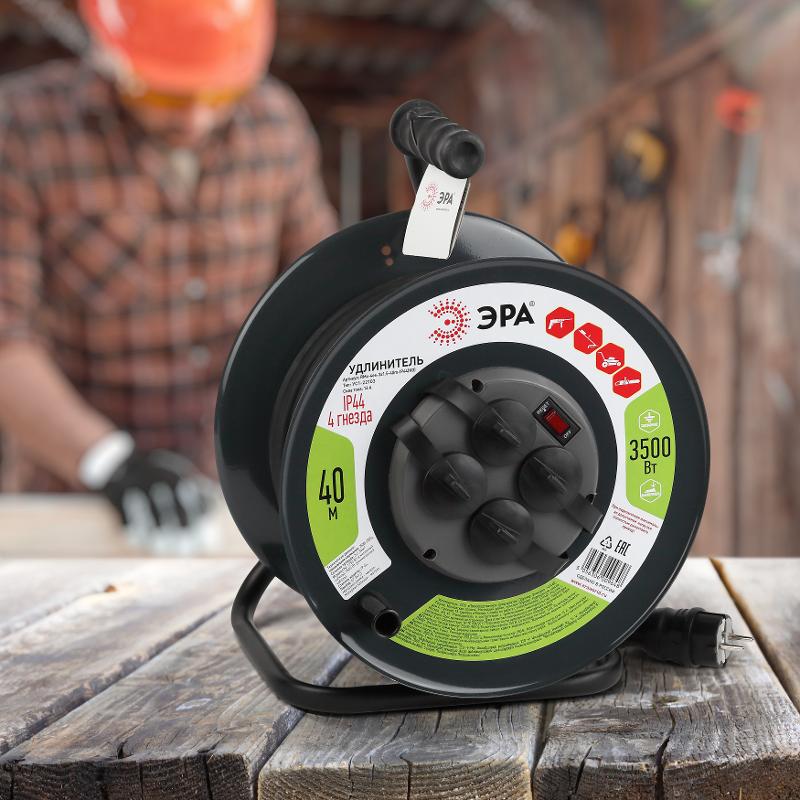 Удлинитель силовой ЭРА RMx-4es-3x1.5-40m-IP44(KG) на м. катушке c/з 4 гн 40м КГ 3х1.5 | Б0046848 | ЭРА — миниатюра 3