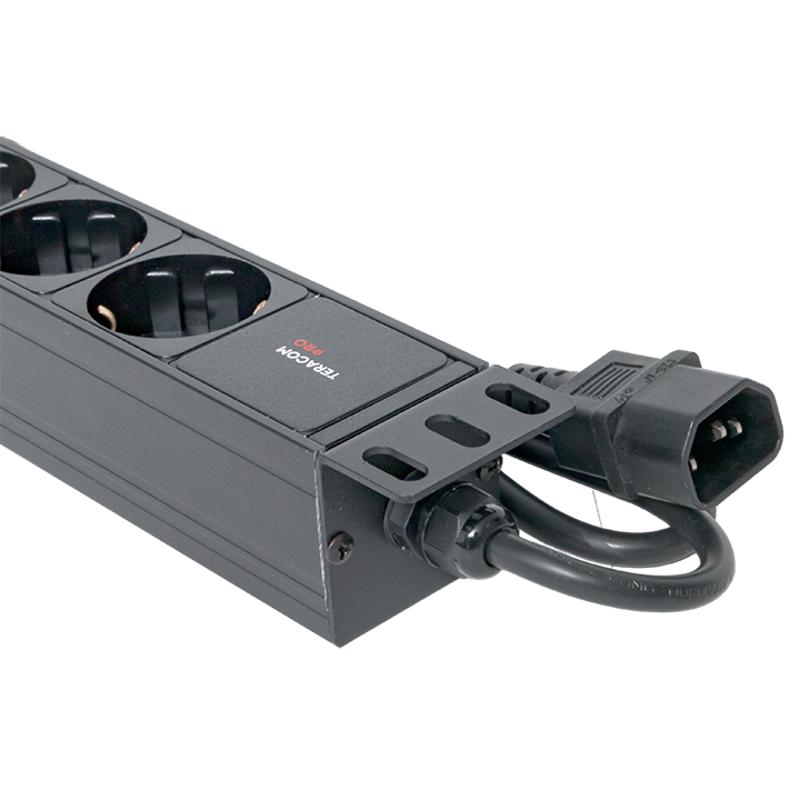 Блок розеток PDU TERACOM PRO 19" 1U 10А/250В 9 розеток Schuko шнур 2 м 3x1,5 мм2 вилка C14 | TRP-HPD-10A-9SH-2MC14 | EKF — миниатюра 13