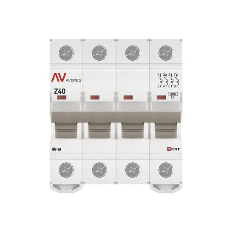 Выключатель автоматический AV-10 4P 40A (Z) 10kA AVERES | mcb10-4-40Z-av | EKF — миниатюра 4