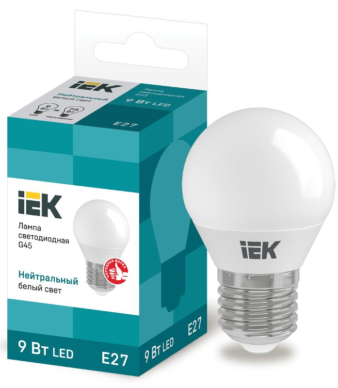 Лампа светодиодная LED 9Вт 230В 4000К E27 шар | LLE-G45-9-230-40-E27 | IEK — миниатюра 1