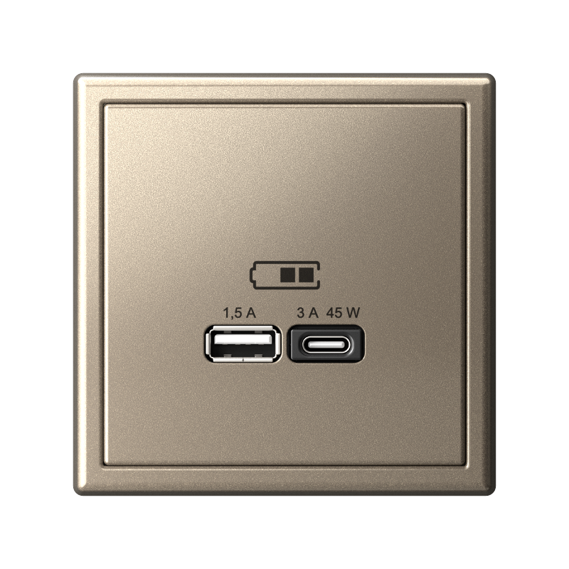 ArtGallery Шампань Розетка USB A + тип-C 45Вт высокоскор.заряд. QC, PD, механизм | GAL000529 | SE — миниатюра 11