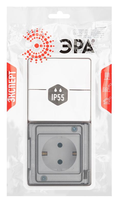 Блок розетка с выключателем Эксперт 11-7522-01 двойной IP55, 16A(10AX)-250В, СУ, Белый | Б0063274 | ЭРА — миниатюра 2