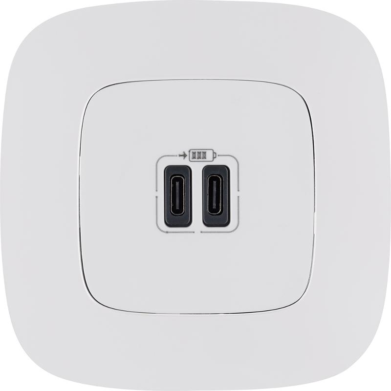 Valena ALLURE Белый Зарядное устройство с 2-мя USB-разьемами тип С-тип С 240В/5В 3000мА С лицевой панелью — миниатюра 4