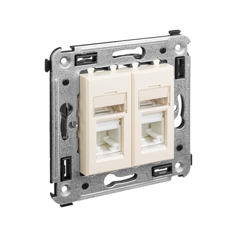 Розетка RJ-45 в стену, кат.6 двойная, Avanti, "Ванильная дымка" | 4405294 | DKC — миниатюра 5