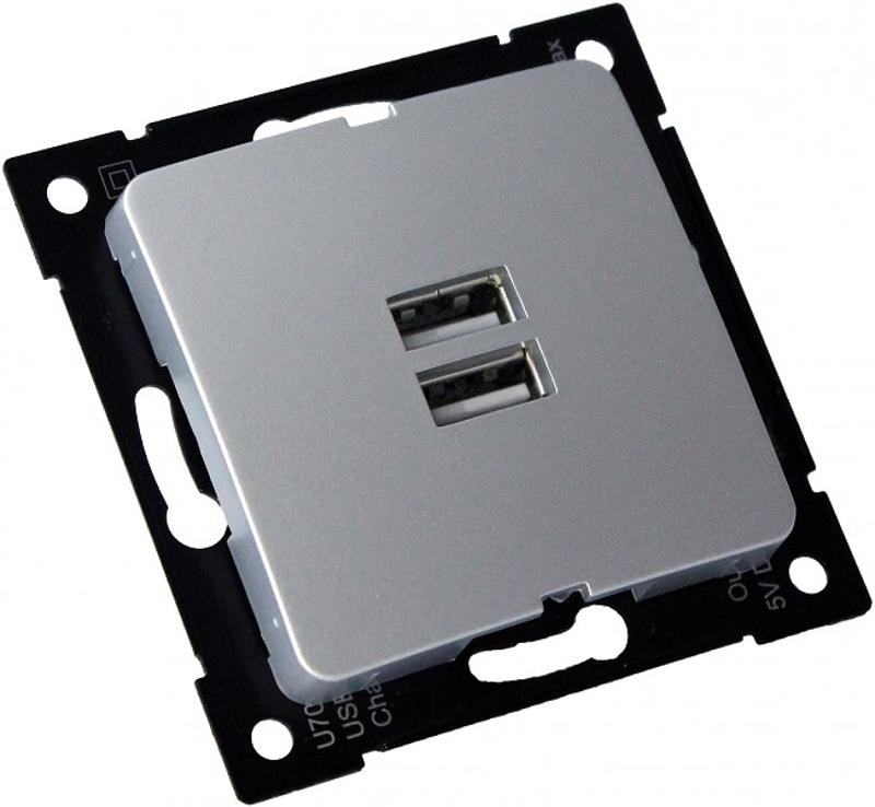 РС-USB-420-06 Розетка "Мастер" USB, С/У, механизм, цвет серебро | РС-USB-420-06 | HEGEL — HEGEL