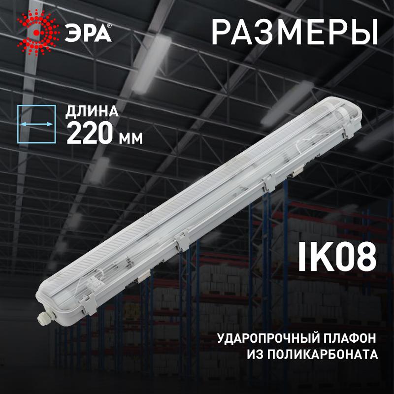 Светильник под 2 лампы T8 1200мм SPP-102-0-002-120 G13 IP65 c рассеивателем из поликарбоната | Б0052438 | ЭРА — миниатюра 4