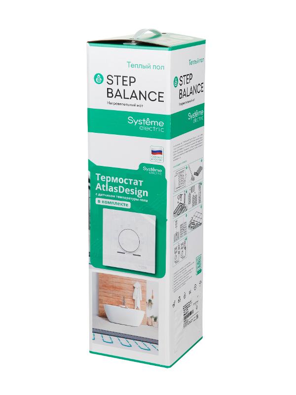 Комплект STEP BALANCE Мат нагревательный 1 м2 + Термостат AtlasDesign + Рамка, БЕЛЫЙ — миниатюра 3