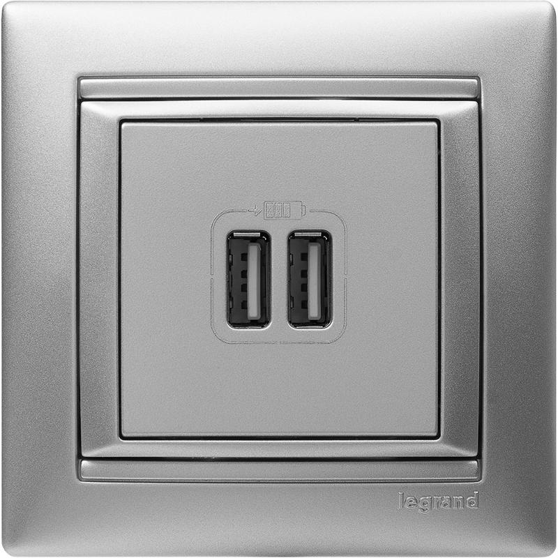 Valena Алюминий Розетка 2-ая USB — миниатюра 3