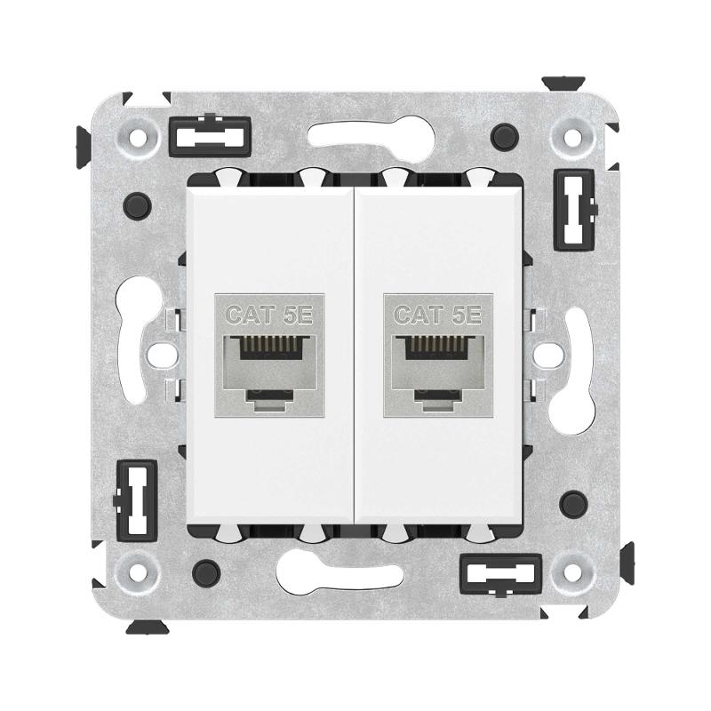 Компьютерная розетка RJ-45 без шторки в стену, кат.5e двойная экранированная, "Avanti", "Белое облако" | 4400764 | DKC — DKC (ДКС)