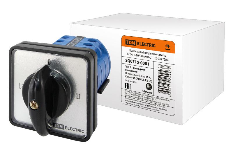 Кулачковый переключатель КПУ11-10/98 (A: 0-L1-L2-L3) | SQ0715-0081 | TDM — TDM ELECTRIC