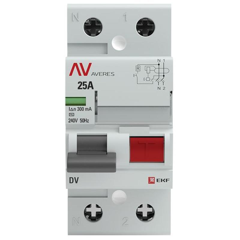 Выключатель дифференциальный (УЗО) DV 2п 25А 300мА тип AC AVERES | rccb-2-25-300-ac-av | EKF — миниатюра 5