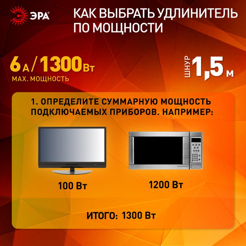 Удлинитель Россия UX-2-1,5m Удлин-ль без заземл, 2x0.75мм2, ШВВП, 2гн, 1,5м | Б0038557 | ЭРА — миниатюра 4