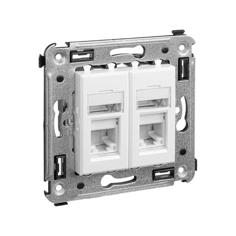 Компьютерная розетка RJ-45 в стену, кат.6А двойная, "Avanti", "Белое облако" | 4400374 | DKC — миниатюра 6
