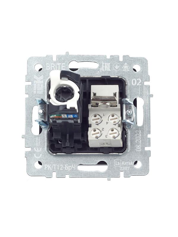 BRITE Розетка двойная RJ11+RJ45 кат.5E РК/Т12-БрЧ черный | BR-KT20-O-1-K02 | IEK — миниатюра 18