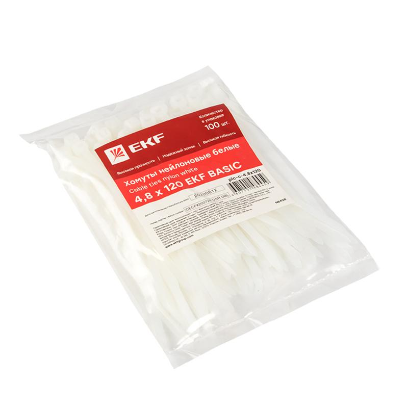 Хомут нейлоновый 4,8х120 (уп./100шт) EKF Simple | plc-c-4.8x120 | EKF — миниатюра 2